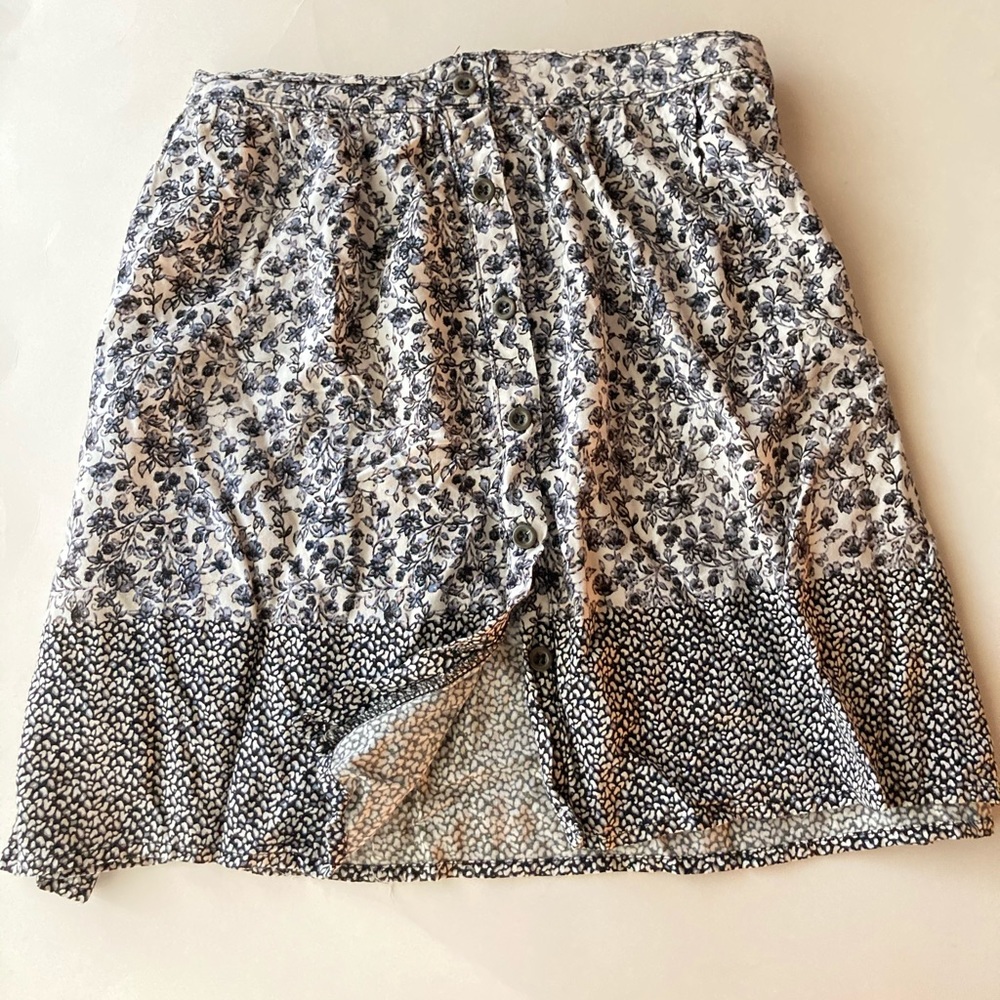 Floral Button Front Mini Skirt